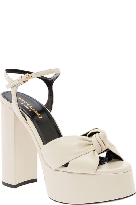 Bianca White Platform Sandals In Smooth Leather Saint Laurent Woman