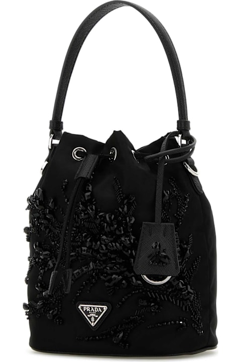 ウィメンズ Pradaのバッグ Prada Black Nylon Bucket Bag