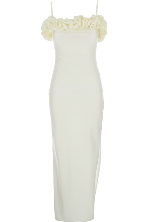 Coperni for Men Coperni White Sleeveless Long Dress With Ruched Detail And Asymmetric Hem In Tech Fabric Stretch Woman
