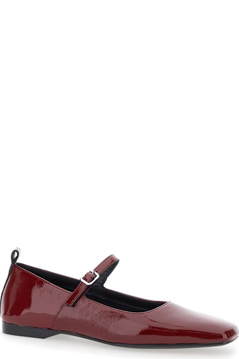 Vagabond Shoes for Women Vagabond 'delia' Red Ballerinas With Adjustable Strap In Shiny Leather Woman