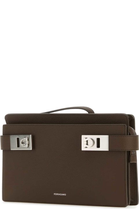 Bags for Men Ferragamo Brown Leather Clutch
