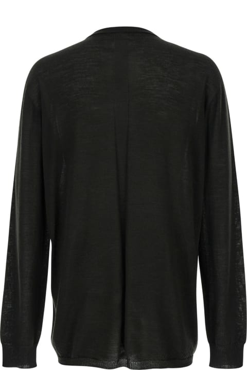 Rick Owens Sweaters for Men Rick Owens Black Oversized Crewneck Top In Semi Sheer Knit Man