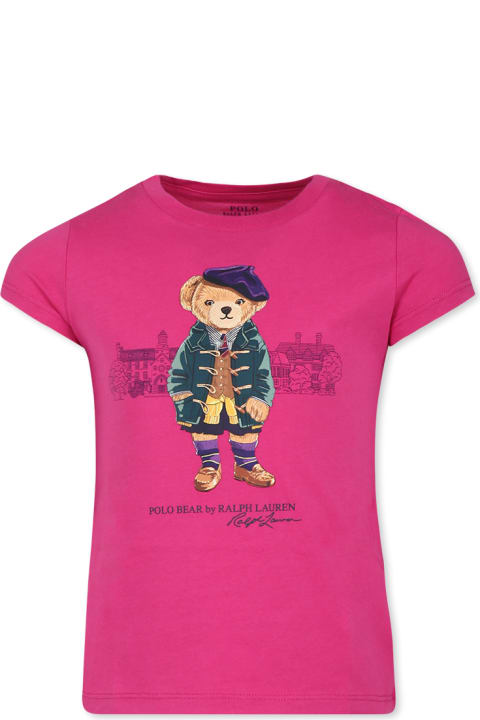 Ralph Lauren T-Shirts & Polo Shirts for Girls Ralph Lauren Fuchsia T-shirt For Girl With Polo Bear