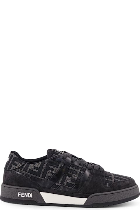 Fendi Match Sneakers In Ff Jacquard Fabric And Suede