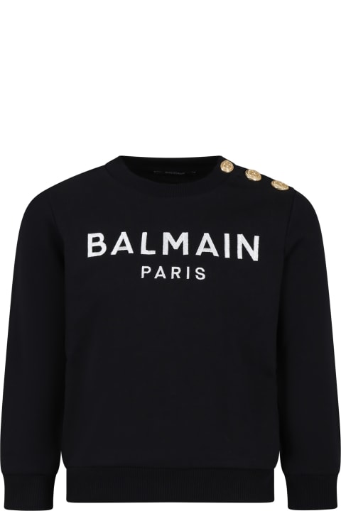 Balmain for Kids Balmain Black Sweatshirt For Girl With Logo