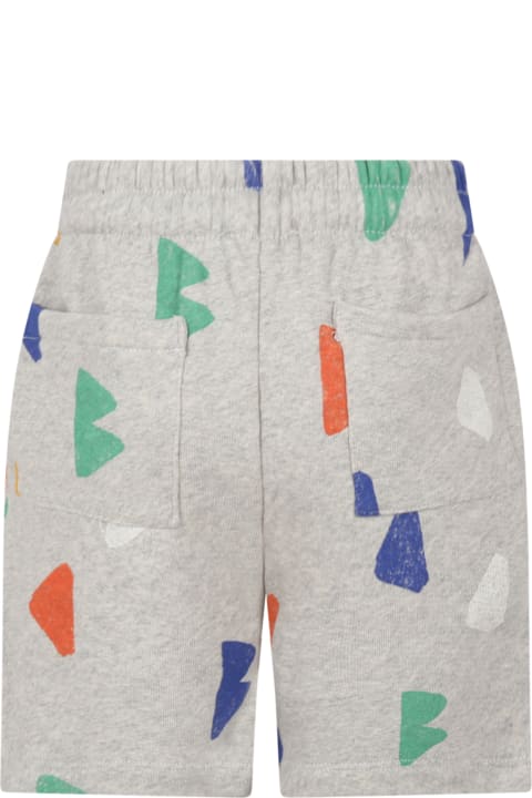 Gray Shorts For Kids With Colorful Logo