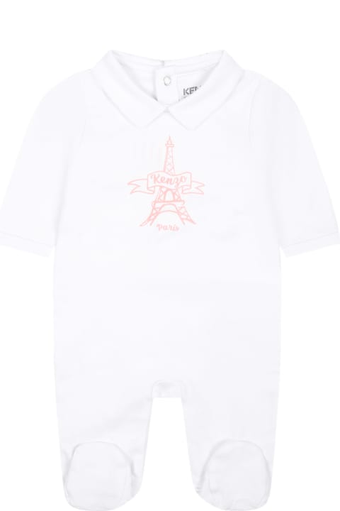 Bodysuits & Sets for Baby Boys Kenzo Kids Pink Set For Baby Girl With Tour Eiffel And Print