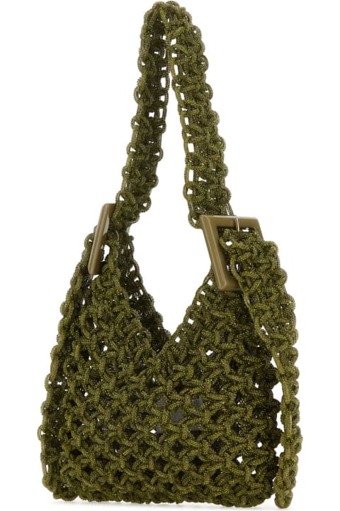 Hibourama Bags for Women Hibourama Army Green Mesh Vannifique Bucket Bag