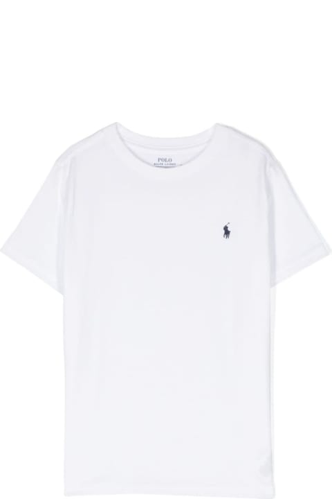 Polo Ralph Lauren Topwear for Boys Polo Ralph Lauren White T-shirt With Logo In Cotton Boy
