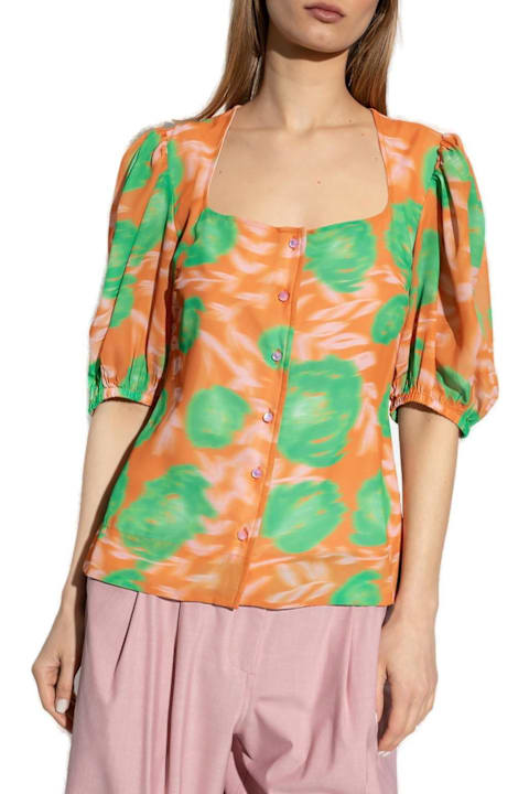 Homeware Ganni Floral-printed Button-up Crepe Blouse