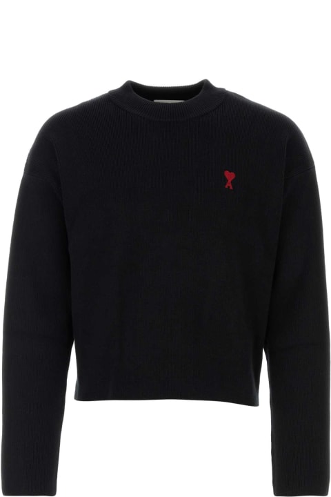 Fashion for Women Ami Alexandre Mattiussi Black Stretch Cotton Blend Sweater