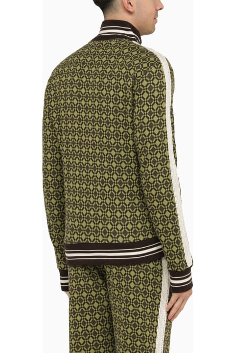 Wales Bonner Fleeces & Tracksuits for Men Wales Bonner Olive Green\/brown Cotton Power Zip Sweatshirt