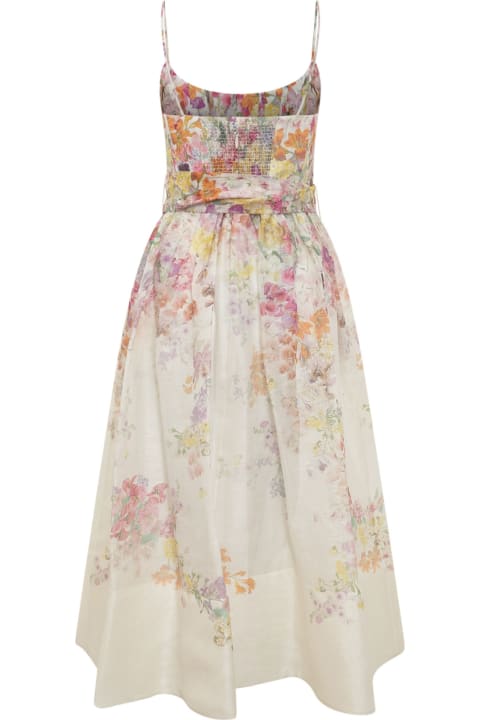 Clothing for Women Zimmermann Silk And Linen Dress With Floral Pattern
