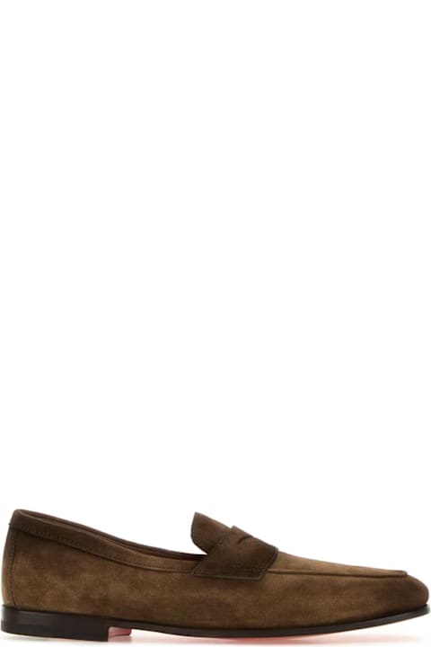 Santoni Shoes for Men Santoni Brown Suede Carlos Loafers