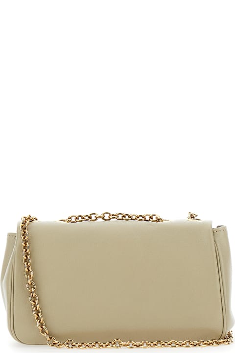 Chloé for Men Chloé 'heritage' Beige Shoulder Bag With Chain-link Shoulder Strap And Logo Plaque On The Front In Leather Woman