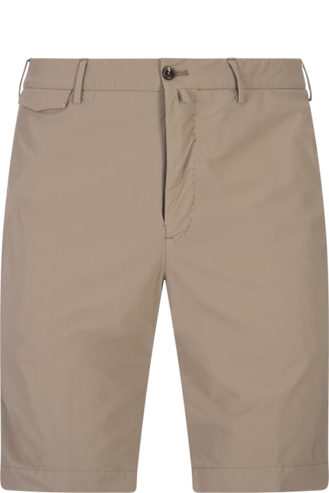 メンズ PT Bermudaのボトムス PT Bermuda Dark Beige Stretch Cotton Shorts