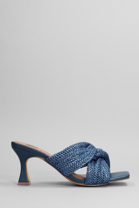 Sandals In Blue Synthetic Fibers