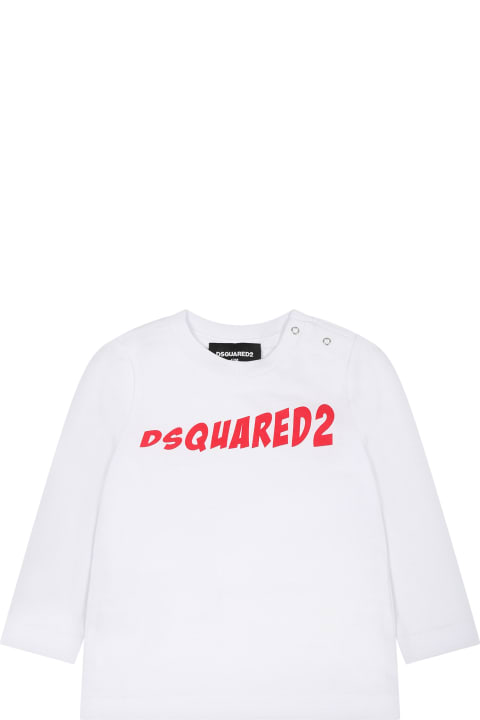 Topwear for Baby Girls Dsquared2 White T-shirti For Baby Boy With Logo