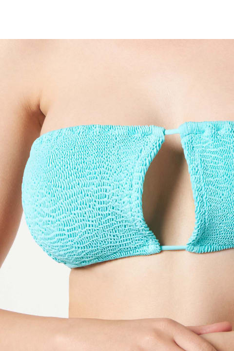 Homeware MC2 Saint Barth Woman Water Green Crinkle Bandeau Top