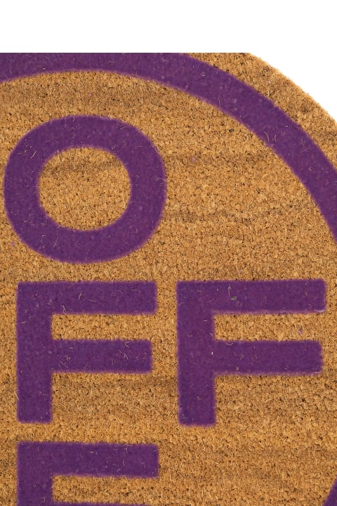 Round Coconut Fiber Doormat With Logo Off White Home