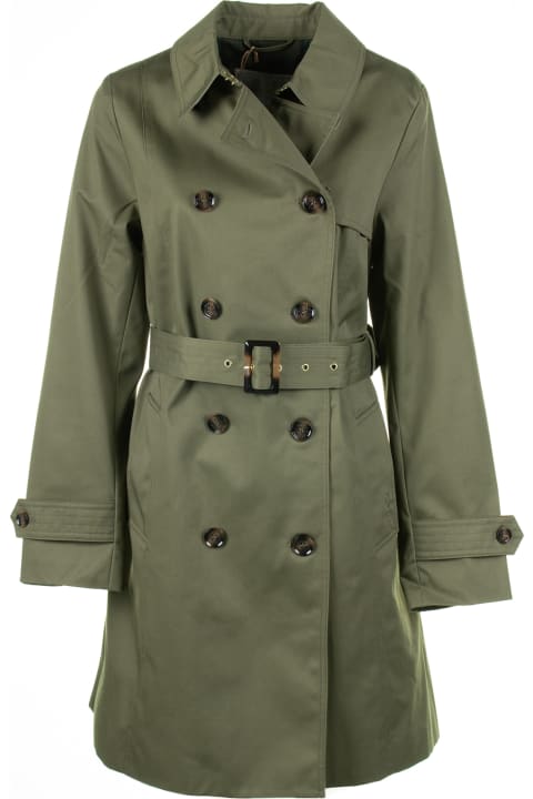 Barbour Coats & Jackets for Women Barbour Green Waterproof Twill Trench Coat
