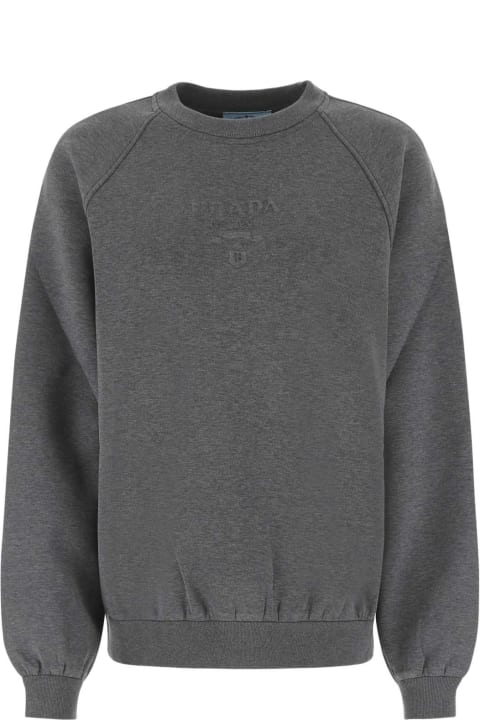 Prada for Women Prada Grey Cotton Blend Oversize Sweatshirt