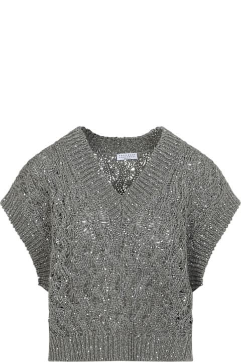 Brunello Cucinelli لـ Kids Brunello Cucinelli V-neckline Sweater