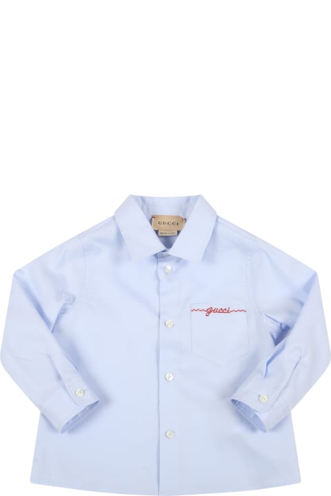 Light Blue Shirt For Baby Boy With Logo