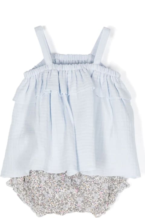 Bodysuits & Sets for Baby Girls Teddy & Minou Light Blue Bimatric Fabric Set