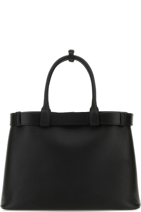 トートバッグ PRADA Black Leather Prada Buckle Large Handbag Black Prada Buckle Large Leather Handbag With Belt | PRADA