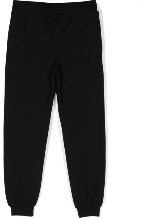 Bottoms for Boys Moschino Black Track Pants And Contrasting Maxi Logo In Stretch Cotton Boy