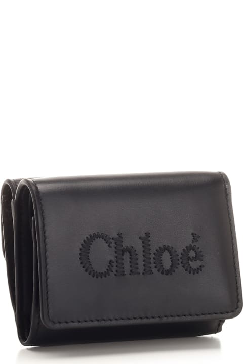 Accessories Sale for Women Chloé Black 'chloè Sense' Trifold Wallet