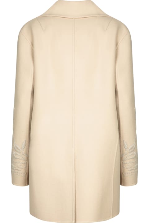 Ermanno Scervino Coats & Jackets for Women Ermanno Scervino Beige Single-breasted Embroidered Coat