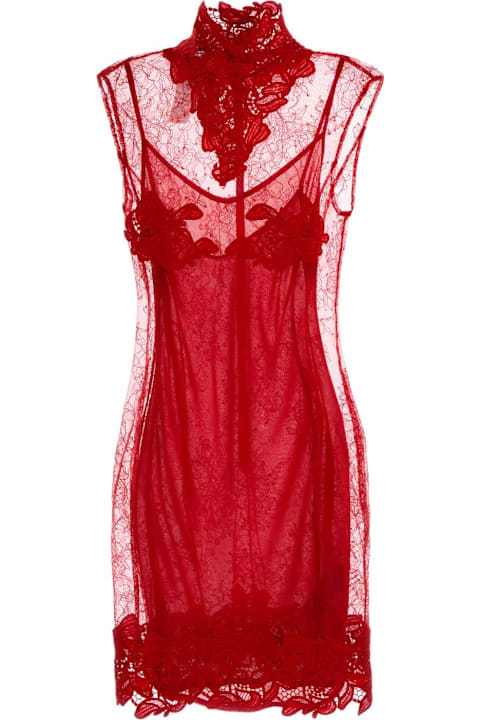Blumarine Men Blumarine Red Lace Dress
