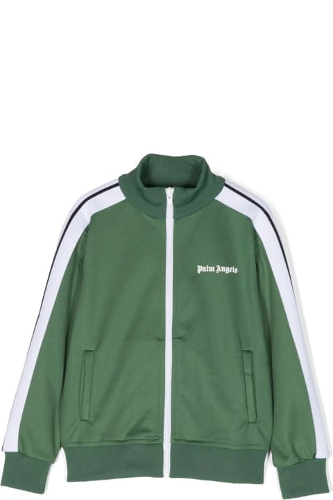 Topwear for Boys Palm Angels Green Track Jacket With Zip And Logo