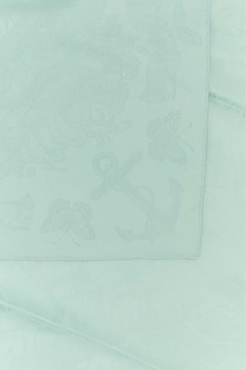 Alexander McQueen Scarves & Wraps for Women Alexander McQueen Sea Green Silk Foulard