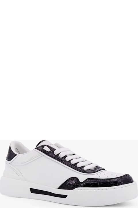 Homeware Dolce & Gabbana New Roma Leather Sneakers With Crocodile Details
