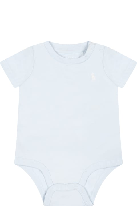 ベビーガールズ ボディスーツ＆セットアップ Ralph Lauren Light-blue Body For Baby Boy With Pony Logo