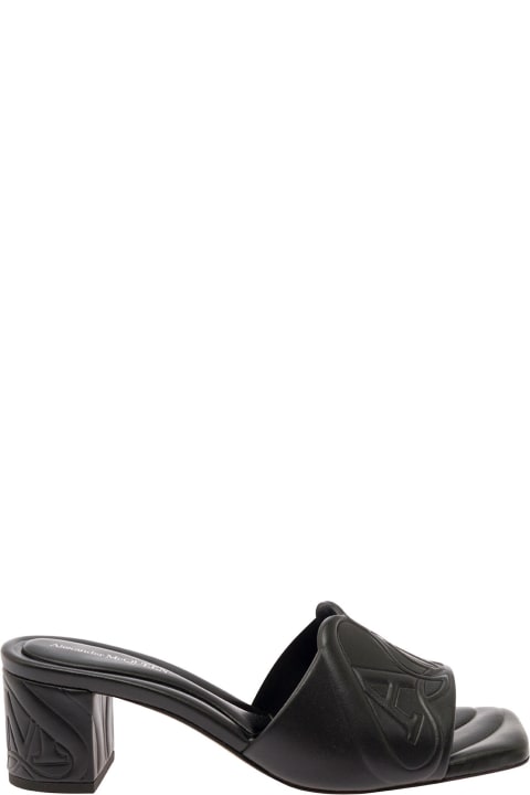 Alexander McQueen Shoes for Women Alexander McQueen Black Slip-on Sandals With Embossed Logo In Padded Leather Woman