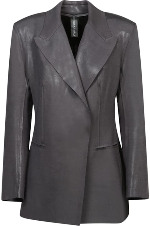 Norma Kamali Coats & Jackets for Women Norma Kamali Dark Grey Faux Leather Jacket