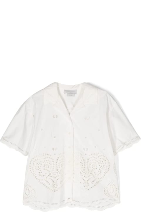 Topwear for Girls Stella McCartney Kids White Cotton Sangallo Lace Shirt