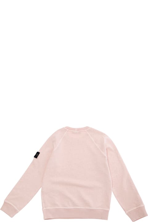 Homeware Stone Island Junior Pink Sweatshirt With Round Neck And Logo Patch On The Sleeve In Cotton Boy