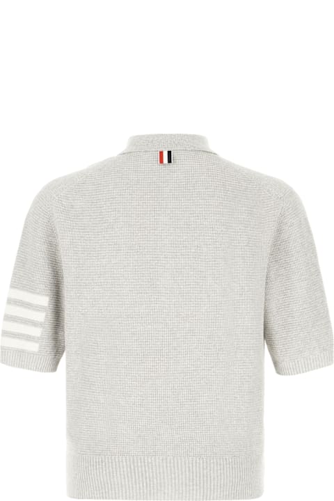 Thom Browne Topwear for Men Thom Browne Grey Linen Blend Polo Shirt