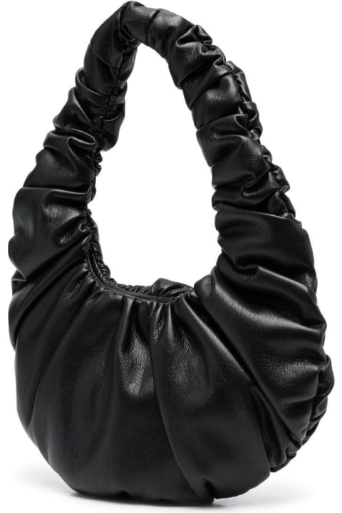 Fashion for Women Nanushka 'anja' Black Baguette Mini Bag With Hobo Handle In Ruched Vegan Leather Woman Nanushka