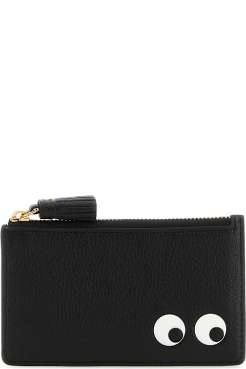 Anya Hindmarch for Men Anya Hindmarch Black Leather Eyes Card Holder