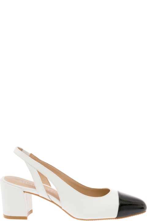Stuart Weitzman for Women Stuart Weitzman White Slingback With Contrasting Toe In Smooth Leather Woman