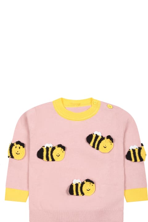 ベビーガールズ トップス Stella McCartney Kids Pink Sweater For Baby Girl With Bees