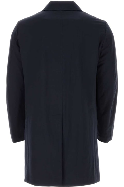 Aspesi Coats & Jackets for Men Aspesi Midnight Blue Stretch Wool Blend Coat