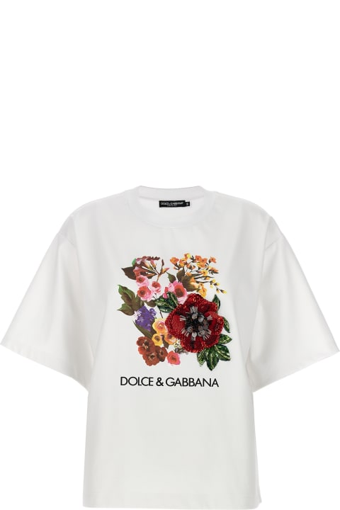 Dolce & Gabbana Sale for Women Dolce & Gabbana Embroidery Print T-shirt