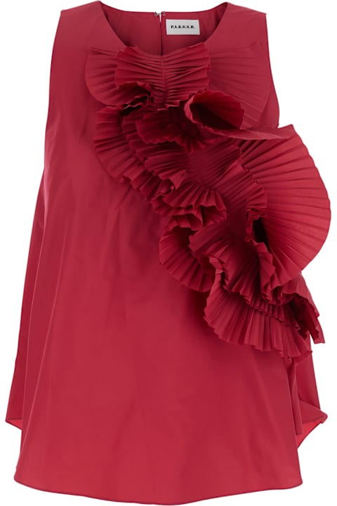 Homeware Parosh Bordeaux Blouse With Ruffles On The Front In Tech Fabric Women